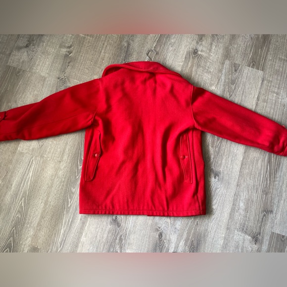 1930s WOOLRICH Large Solid Red Wool Mackinaw Hunting Winter Coat Made in the USA - Picture 6 of 9